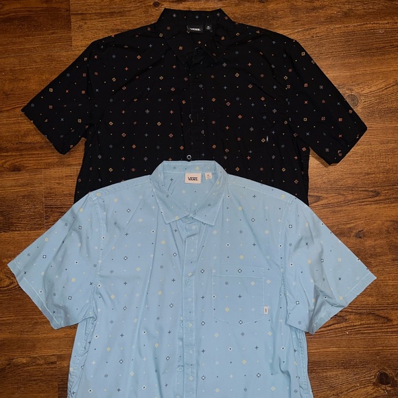 Vans Black Colorful Printed Short Sleeve Button Up Pocket Shirt Cotton Size XL - Picture 10 of 11